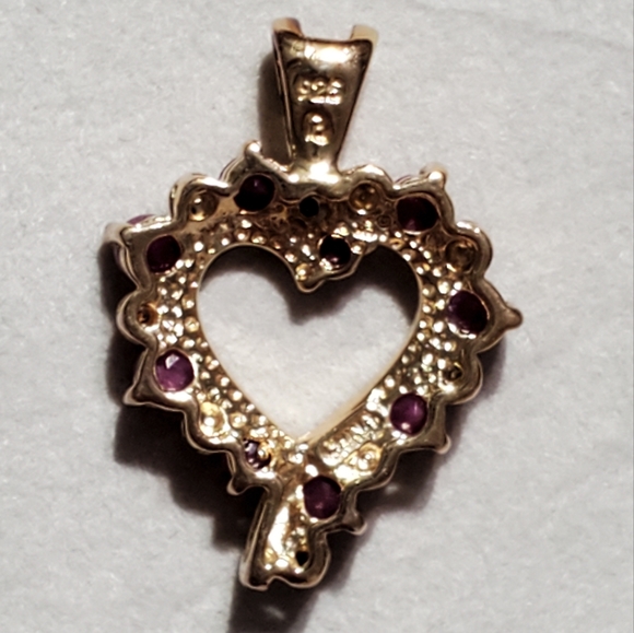 Ross Simons Ruby Diamond Heart Gold Vermeil Sterling silver Pendant - Picture 4 of 7